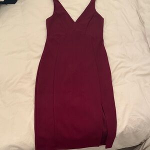 Lulu's Bodycon Burgundy Midi Dress